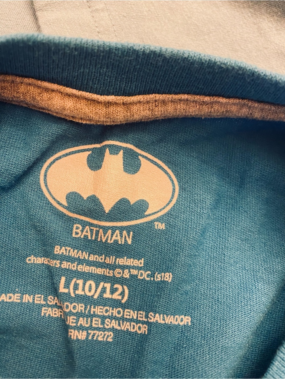 Batman Kids Long Sleeve Tee in Teal and Light Blue - Graphic Front - Picture 5 of 6